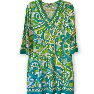 Barbara Gerwit Dress L Resort Cruise Vacation Wear 3/4 Sleeve Mod Print